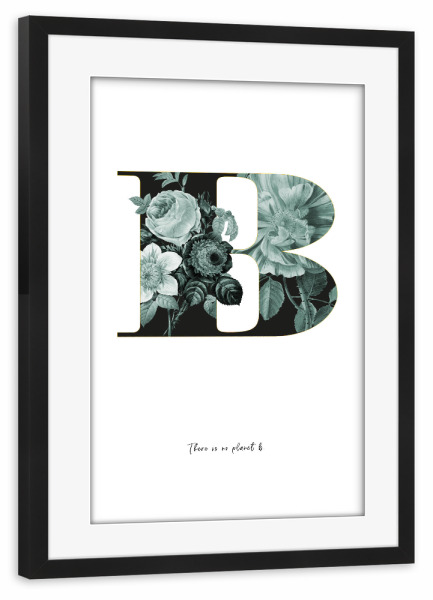 Poster mit Rahmen schwarz "Floral Alphabet-B" artboxONE - Typografie,Buchstaben,Buchstaben / B