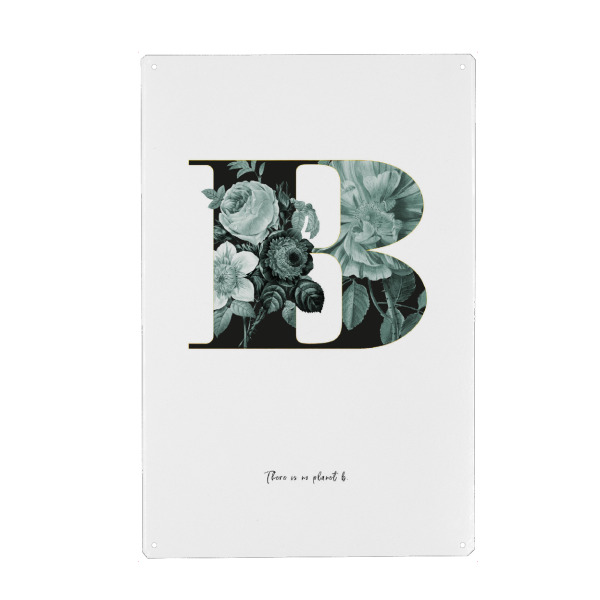 Metall Poster "Floral Alphabet-B" artboxONE - Typografie,Buchstaben,Buchstaben / B