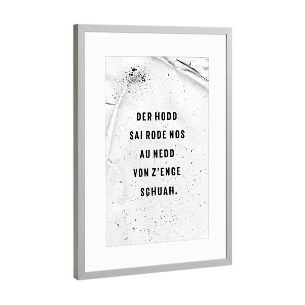 Poster mit Rahmen Silber "Die Schwaben und der liebe Alkohol" artboxONE - Typografie,Schwarzweiß - Schwäbisch,Dialekt