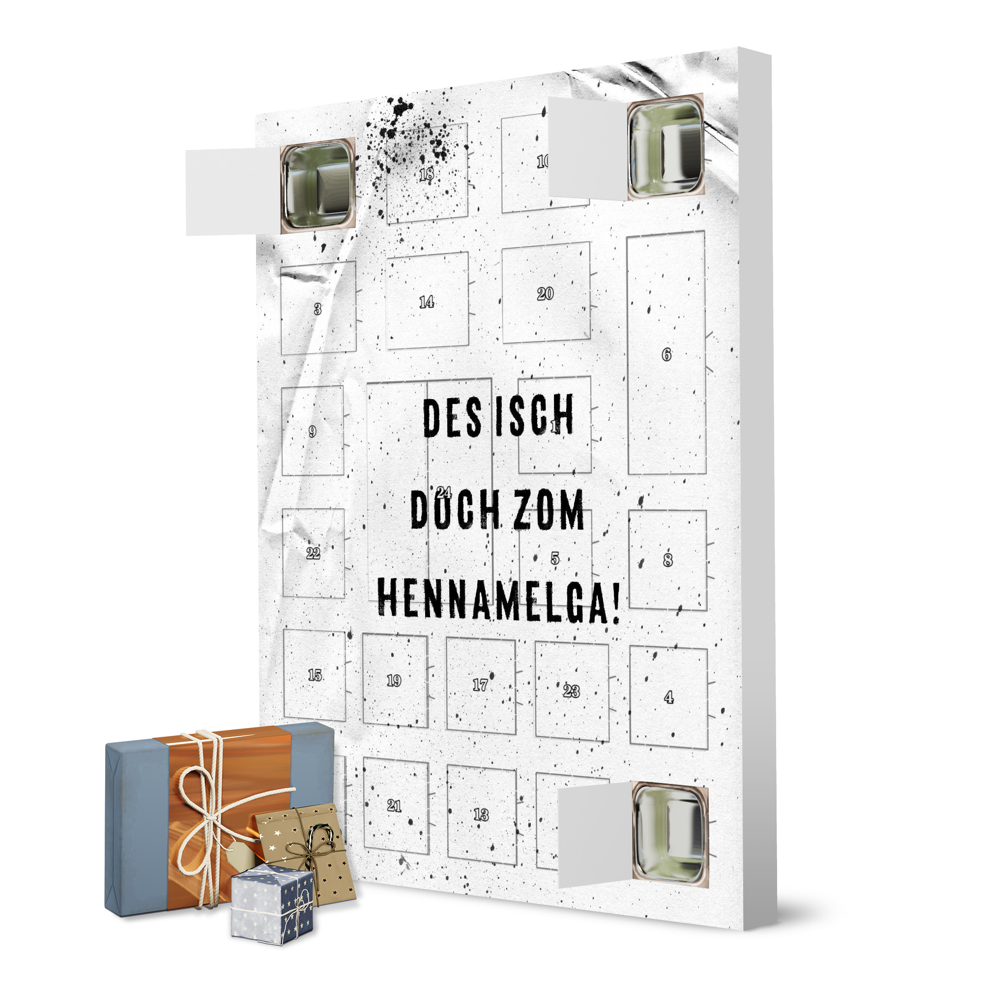Adventskalender zum Selbstbefüllen DES ISCH DOCH ZOM HENNAMELGA artboxONE Adventskalender Typografie