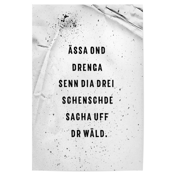 Poster "Schwäbisch ÄSSA OND DRENGA" artboxONE - Typografie,Schwarzweiß,Lustig - Dialekt,Schwabe
