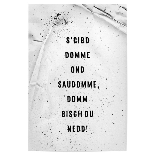 Poster 30x20 cm "S’GIBD DOMME OND SAUDOMME" artboxONE - Typografie,Schwarzweiß - Schwäbisch,Dialekt,Schwaben