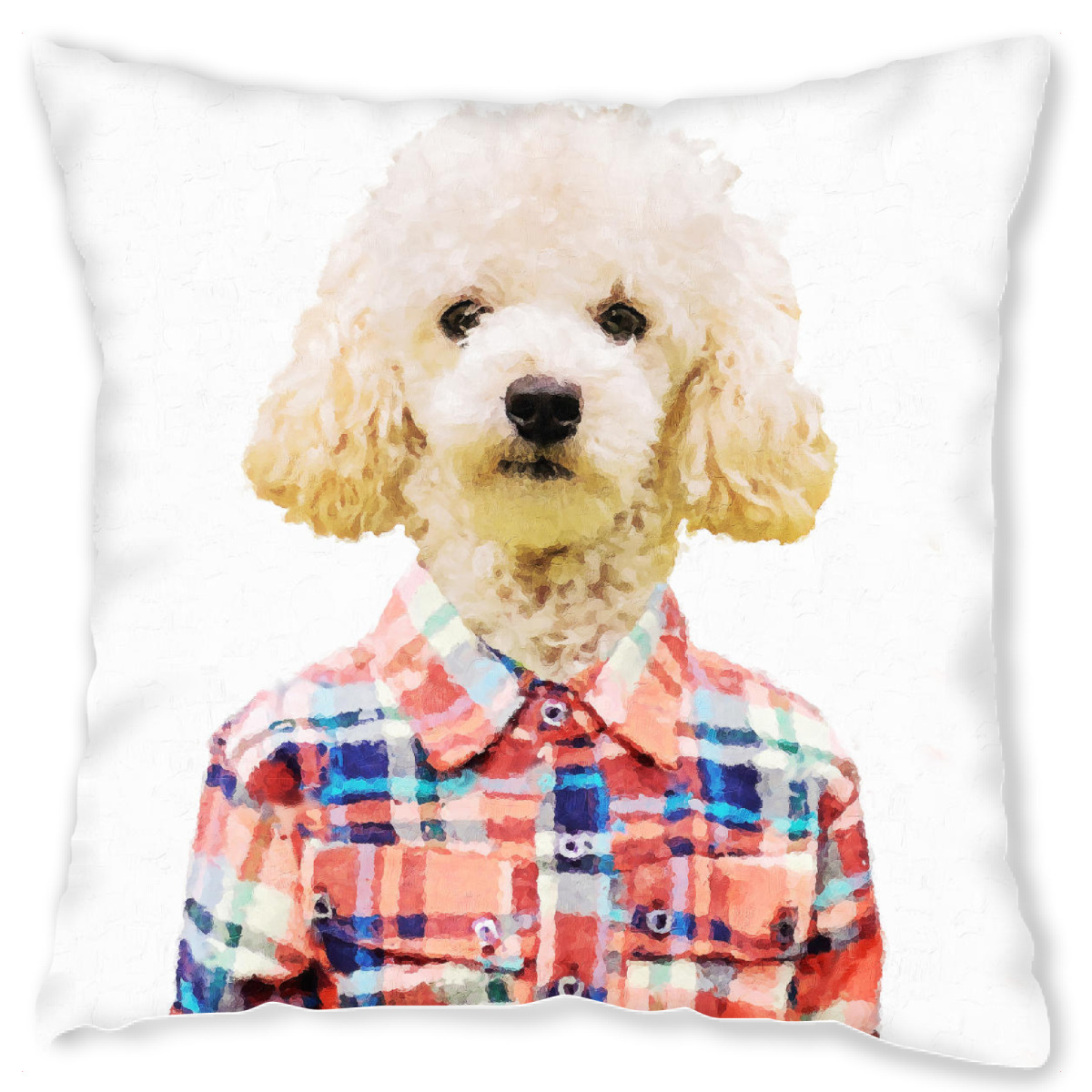 Design-Kissen "Funny Poodle in red shirt" artboxONE - Tiere - Poodle,Dog