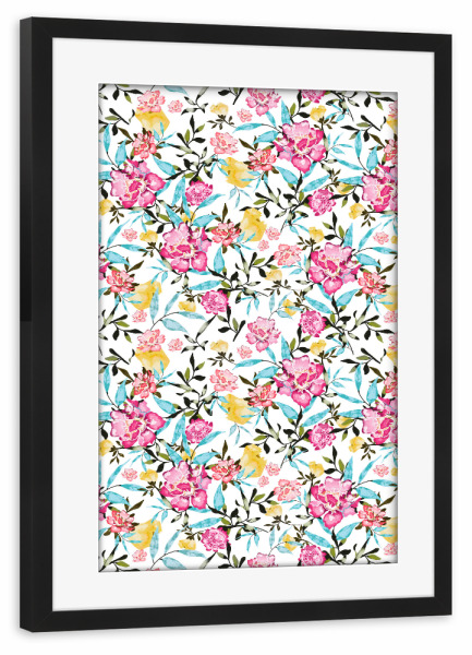 Poster mit Rahmen schwarz "Florela" artboxONE - Floral - Flowers