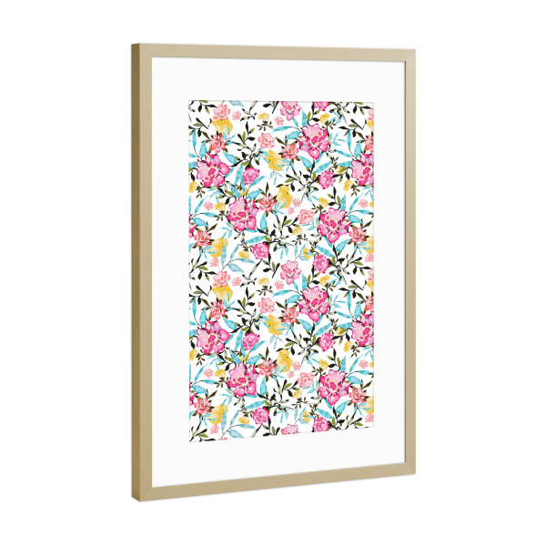 Poster mit Rahmen Gold "Florela" artboxONE - Floral - Flowers