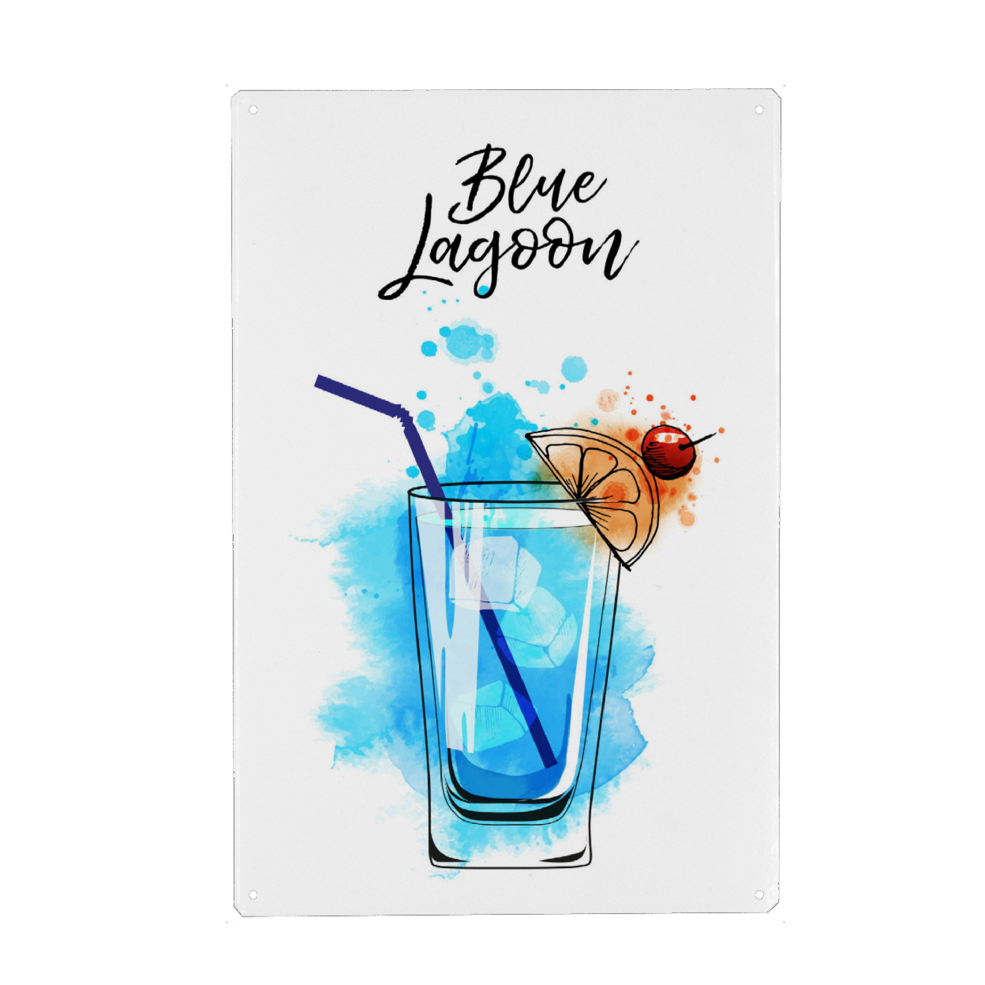 Metall Poster "Cocktail" artboxONE - Essen & Trinken / Alkohol - Cocktail,Blue,Lagoon,Blue lagoon - Blechschild