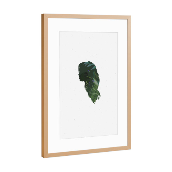 Poster mit Rahmen Kupfer "Face silhouette flowers" artboxONE - Floral - Woman,Girl,Leaves