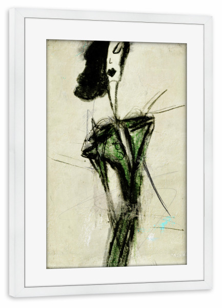 Poster mit Rahmen weiß "Elle disait" artboxONE - Abstrakt - Woman