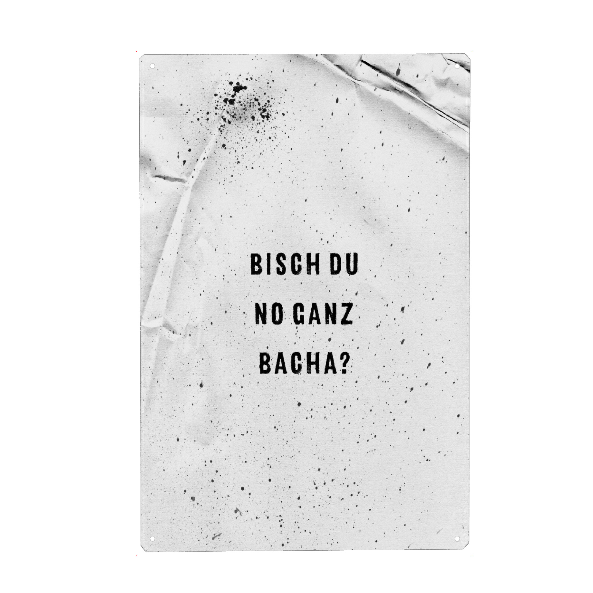 Holzbild "Schwäbisch BISCH DU NO GANZ BACHA" artboxONE - Typografie,Schwarzweiß,Lustig - Dialekt,Schwäbisch