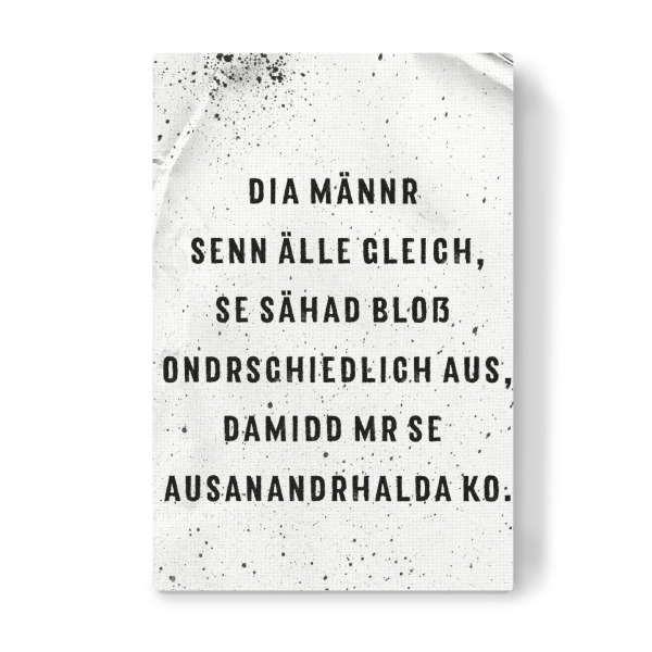 Leinwandbild "DIA MÄNNR SENN ÄLLE GLEICH" artboxONE - Typografie,Schwarzweiß - Schwäbisch,Männer,Dialekt