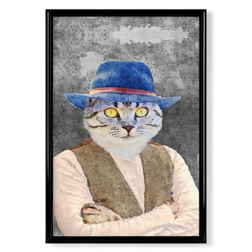 Cat with blue hat painting