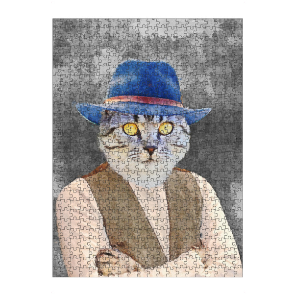 Puzzle Ravensburger "Cat with blue hat painting" artboxONE - Lustig - Cat - Bild cat
