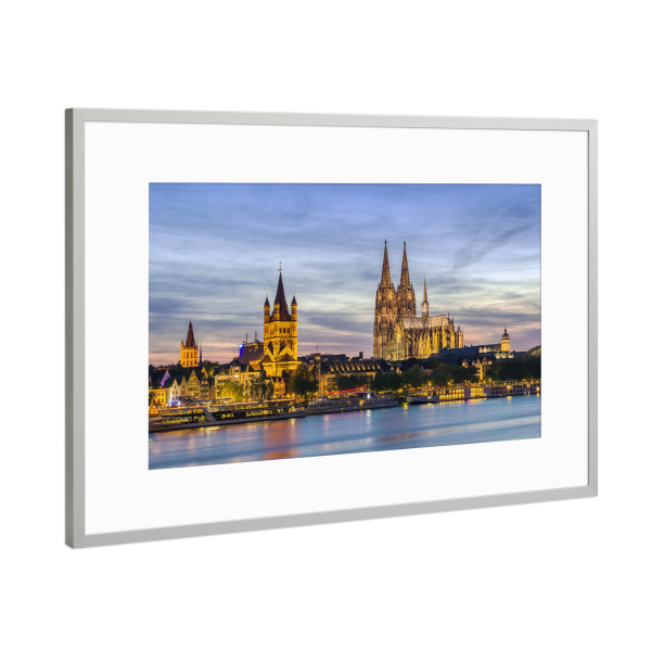 Poster mit Rahmen Silber "Köln Germany Skyline Photograph" artboxONE - Städte / Köln - Cologne,Germany,Skyline