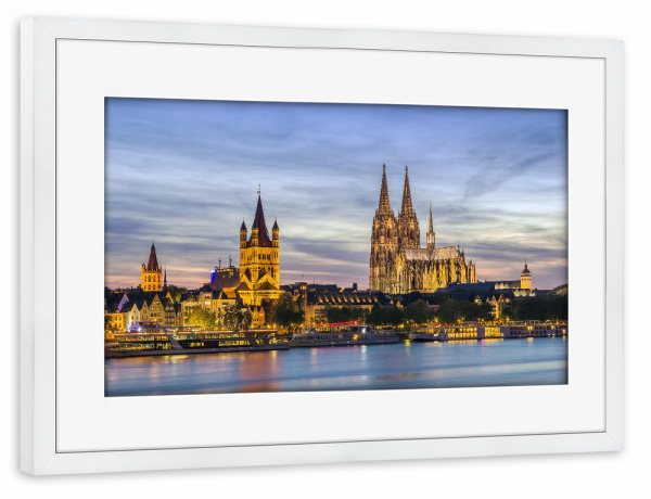 Poster mit Rahmen weiß "Köln Germany Skyline Photograph" artboxONE - Städte / Köln - Cologne,Germany,Skyline