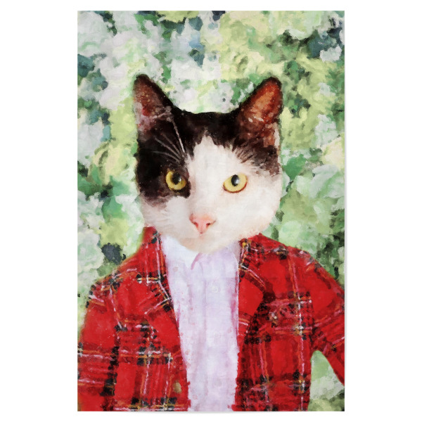 Poster 30x20 cm "Gentleman Black and White Cat" artboxONE - Tiere,Schwarzweiß - Cat,Suit