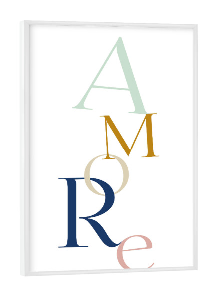 Poster mit weißem Rahmen "Amore_bunt" artboxONE - Typografie,Liebe - Amore,Liebe