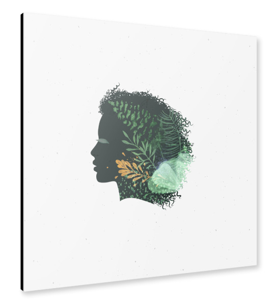 Alu-Dibond "Face silhouette floral green" 30x30 cm artboxONE