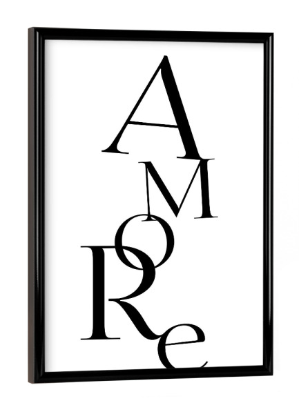 Poster mit schwarzem Rahmen "Amore Love" artboxONE - Typografie,Liebe - Liebe,Amore,Buchstaben