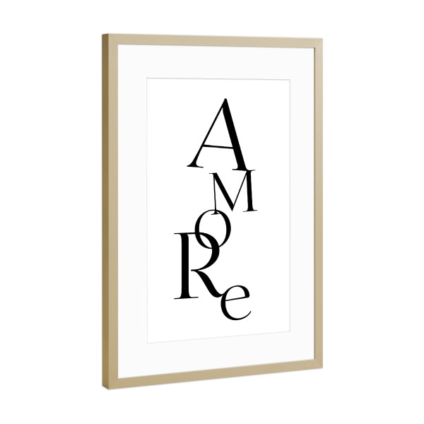 Poster mit Rahmen Gold "Amore Love" artboxONE - Typografie,Liebe - Liebe,Amore,Buchstaben