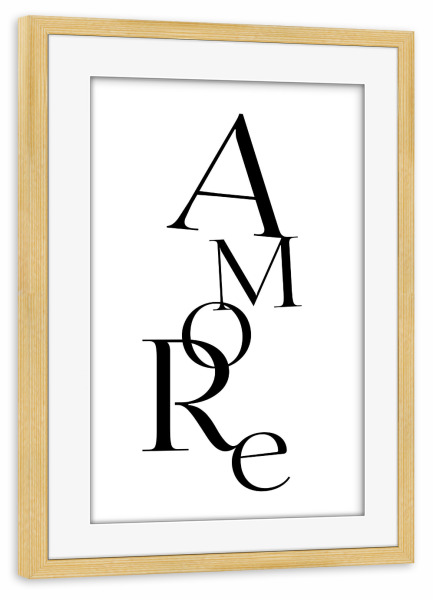 Poster mit Rahmen kiefer "Amore Love" artboxONE - Typografie,Liebe - Liebe,Amore,Buchstaben