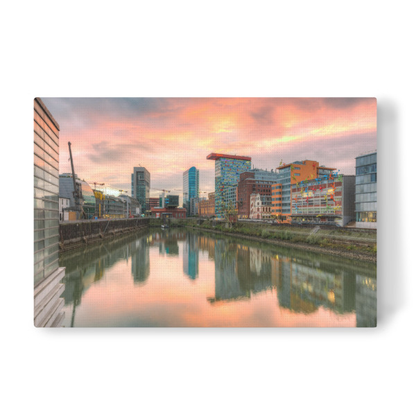 Leinwandbild "Sonnenuntergang in Düsseldorf" artboxONE - Städte / Düsseldorf - Düsseldorf,Sunset,City,Sonnenaufgang