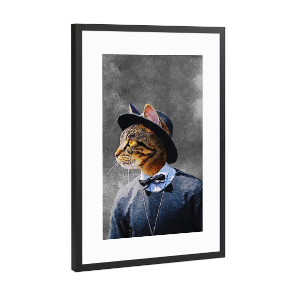 Poster mit Rahmen Schwarz (Metallic) "Jazz Cat" artboxONE - Lustig - Cat,Hat