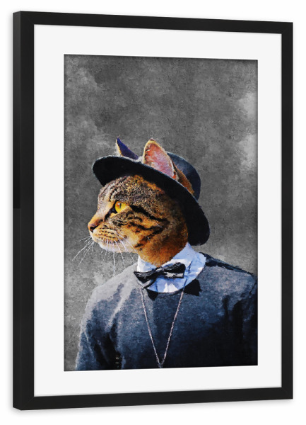 Poster mit Rahmen schwarz "Jazz Cat" artboxONE - Lustig - Cat,Hat