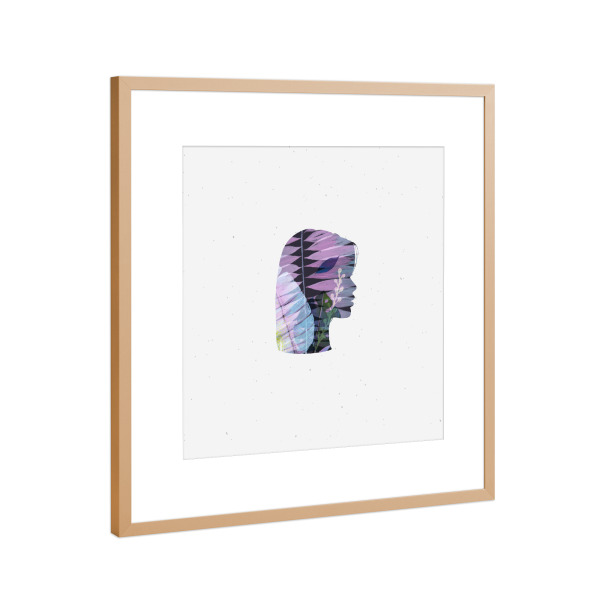 Poster mit Rahmen Kupfer "Face silhouette blue tones" artboxONE - Abstrakt - Plants,Woman,Face,Portrait