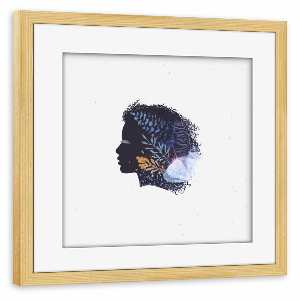 Poster mit Rahmen kiefer "Face silhouette floral blue" artboxONE - Menschen - Plants,Frau,Gesicht
