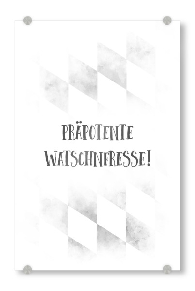 Acrylglasbild "Bairisch WATSCHNFRESSE" artboxONE - Typografie,Schwarzweiß - Dialekt,Bayrisch,Spruch