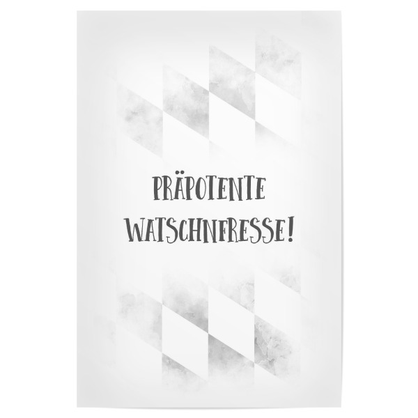 Poster 30x20 cm "Bairisch WATSCHNFRESSE" artboxONE - Typografie,Schwarzweiß - Dialekt,Bayrisch,Spruch