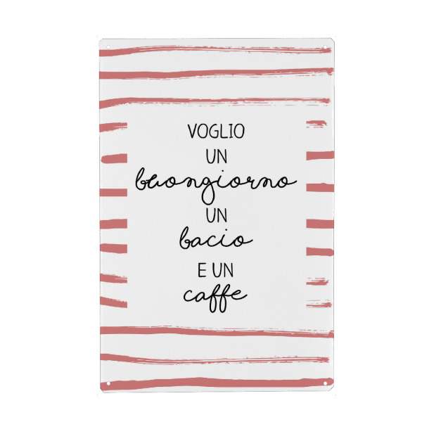 Holzbild "Buongiorno - Bacio - Caffe" artboxONE - Typografie - Kaffe,Kuss,Liebe,Italien