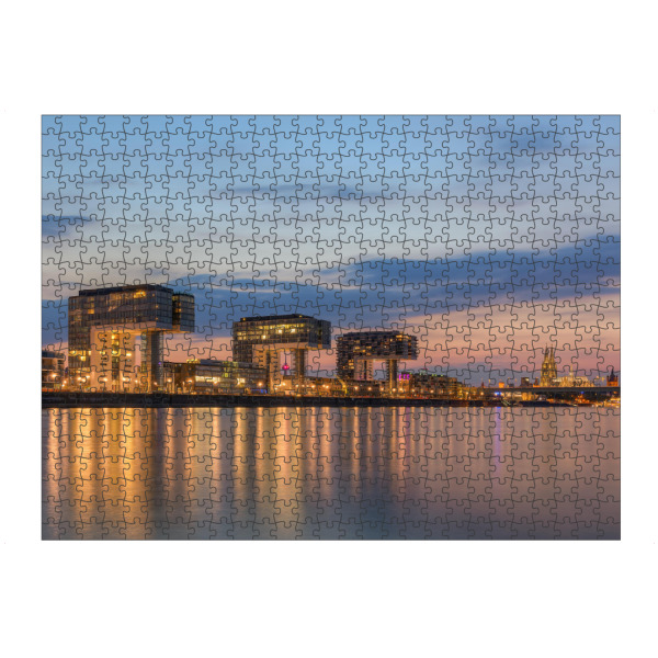 Puzzle Ravensburger "Sommerabend in Köln am Rhein" artboxONE - Städte / Köln - Kranhäuser,Skyline,Köln - Bild kranhäuser