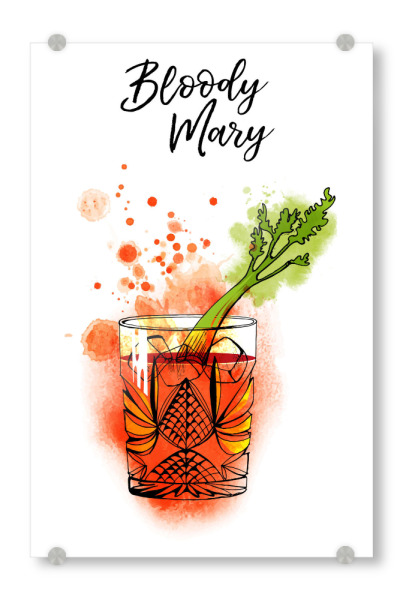 Acrylglasbild "Bloody Mary glass" artboxONE - Essen & Trinken / Alkohol - Bloody mary,Cocktail,Watercolor,Alkohol
