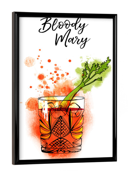 Poster mit schwarzem Rahmen "Bloody Mary glass" artboxONE - Essen & Trinken / Alkohol - Bloody mary,Cocktail,Watercolor,Alkohol
