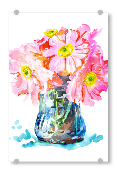 Acrylglasbild "Watercolor Flower Pot" artboxONE - Floral - Floral,Watercolor,Flowers