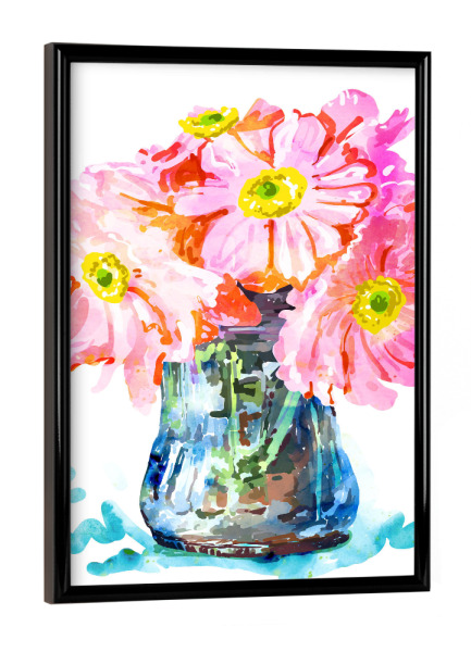 Poster mit schwarzem Rahmen "Watercolor Flower Pot" artboxONE - Floral - Floral,Watercolor,Flowers
