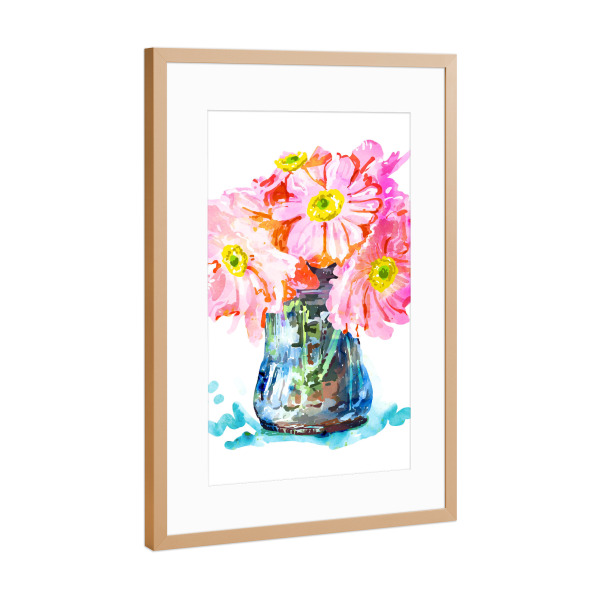 Poster mit Rahmen Kupfer "Watercolor Flower Pot" artboxONE - Floral - Floral,Watercolor,Flowers