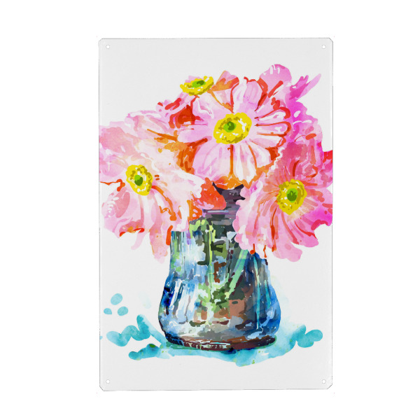 Metall Poster "Watercolor Flower Pot" artboxONE - Floral - Floral,Watercolor,Flowers - Blechschild