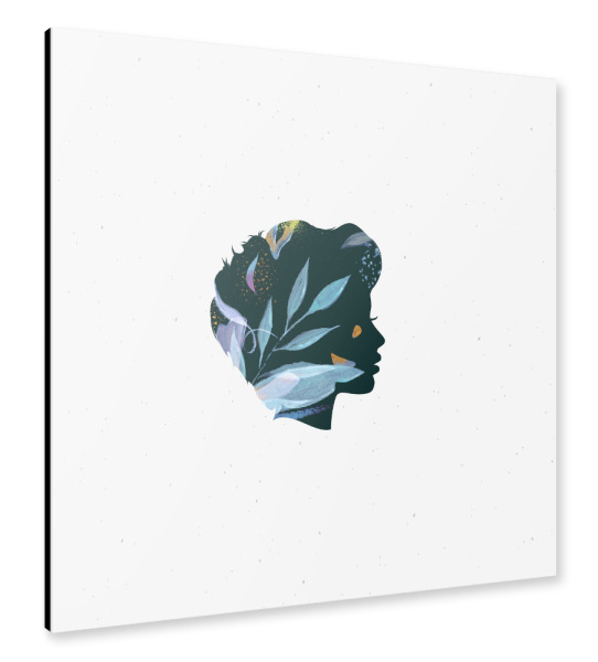 Alu-Dibond "Face silhouettes violet floral" 30x30 cm artboxONE