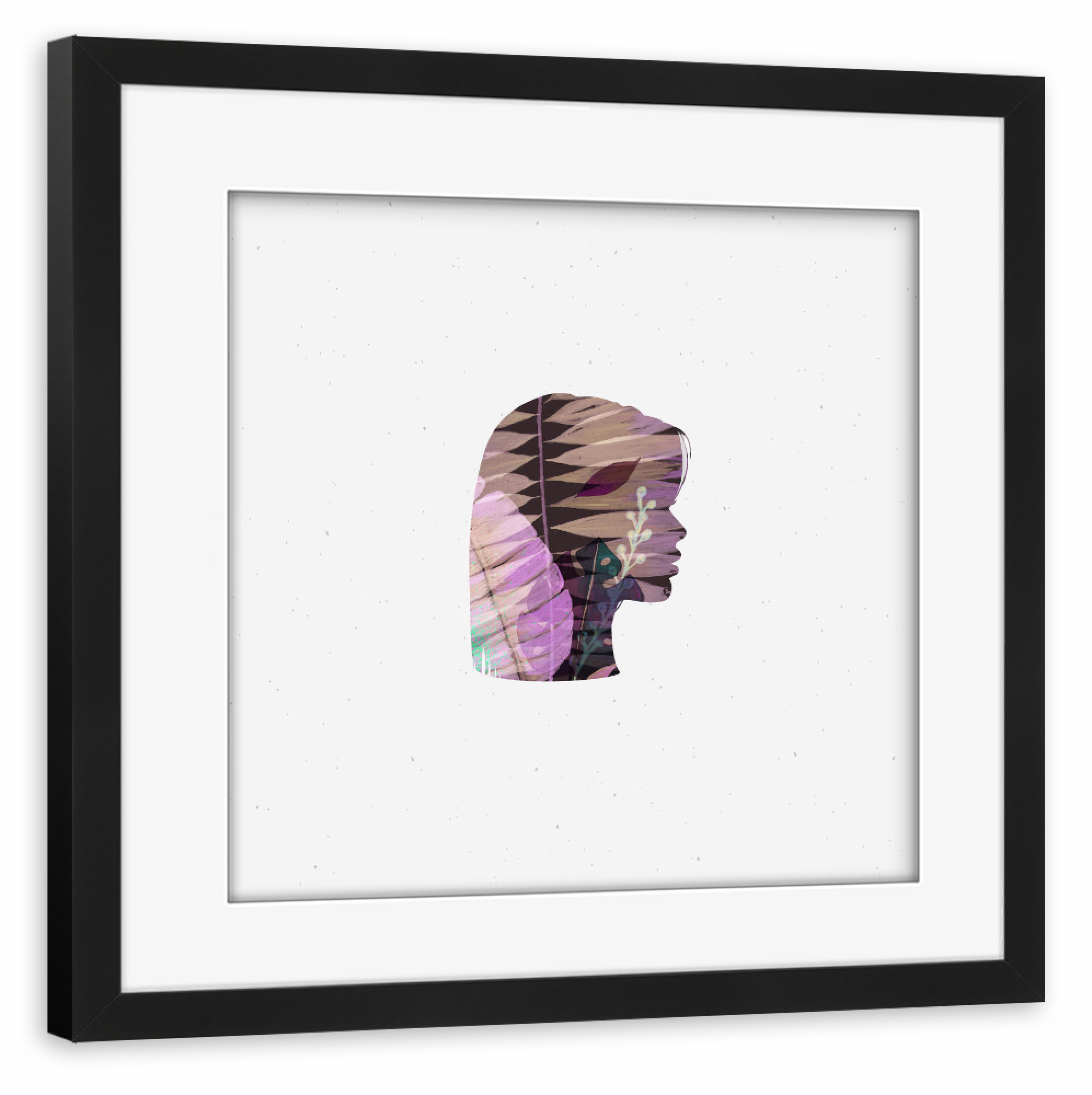 Poster mit Rahmen schwarz "Face silhouette green tones" artboxONE - Abstrakt,Menschen - Plants,Frau,Gesicht