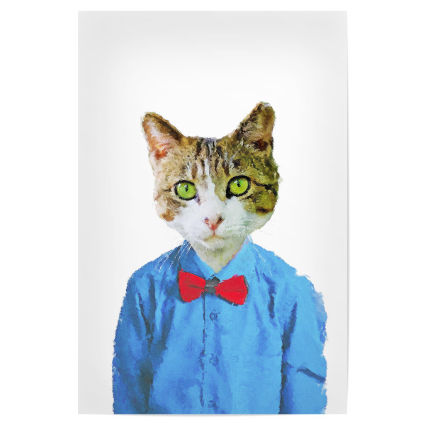 Poster 30x20 cm "Blue Tom Cat" artboxONE - Tiere,Abstrakt - Cat,Fliege,Humor