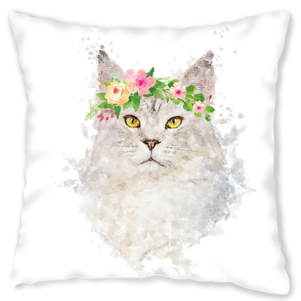 Design-Kissen "Flower Power Cat Power" artboxONE - Tiere - Flower,Cat,Animal