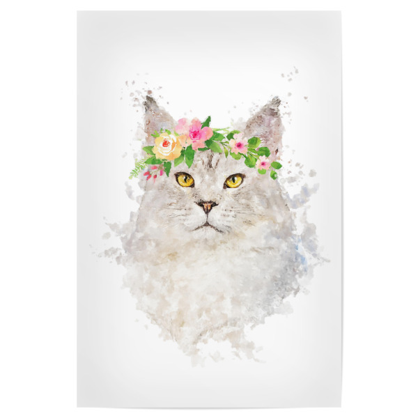 Poster 30x20 cm "Flower Power Cat Power" artboxONE - Tiere - Flower,Cat,Animal