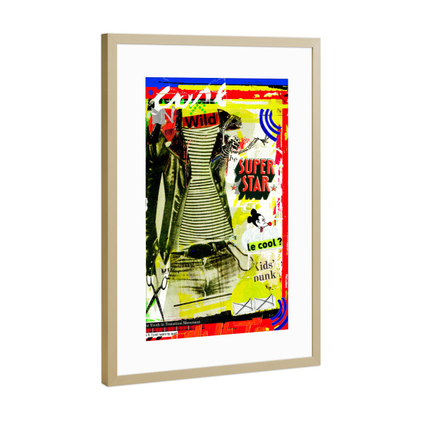 Poster mit Rahmen Gold "Superstar" artboxONE - Abstrakt - Fashion,Denim,Collage,Rock