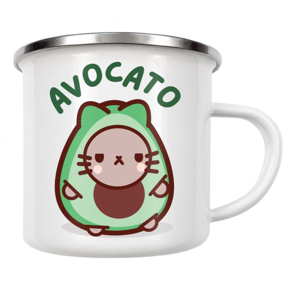 Emaille Tasse "Avocado! Lustige Katzen-Avocado" artboxONE - Tiere,Essen & Trinken,Lustig