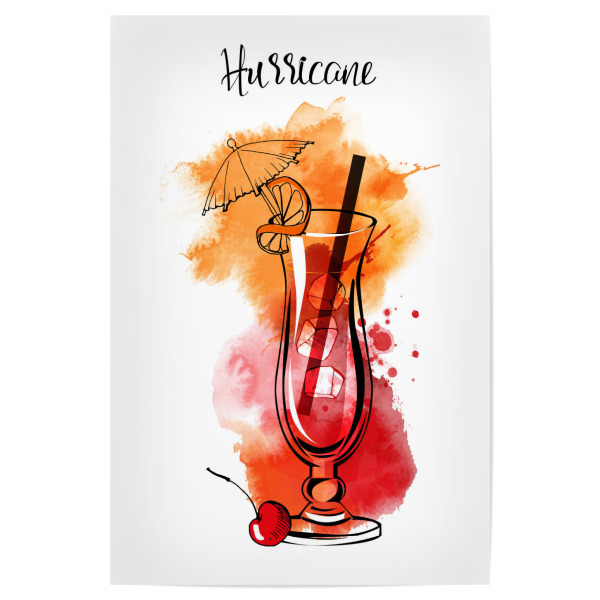 Poster 30x20 cm "Hurricane cocktail" artboxONE - Essen & Trinken / Alkohol - Hurricane,Cocktail,Watercolor,Alcohol