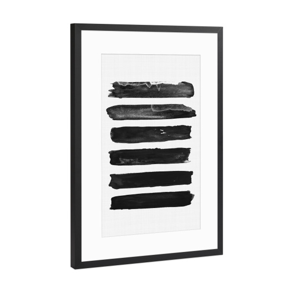 Poster mit Rahmen Schwarz (Metallic) "Abstract Brush Strokes" artboxONE - Abstrakt,Schwarzweiß - Abstract,Brush,Painting