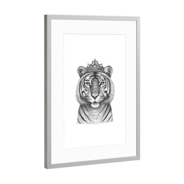 Poster mit Rahmen Silber "The Tigress Queen" artboxONE - Tiere,Schwarzweiß - Tiger,Tigress,Royal,Queen,Crown