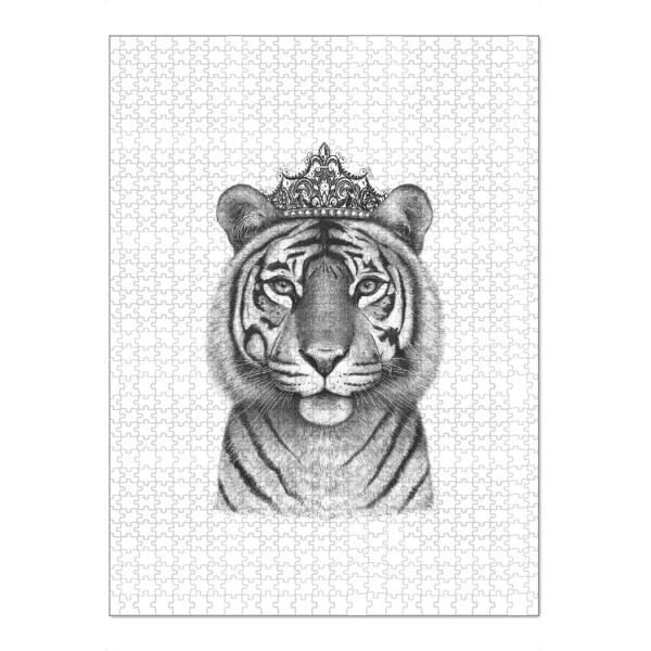 Puzzle Ravensburger "The Tigress Queen" artboxONE - Tiere,Schwarzweiß - Tiger,Tigress,Royal,Queen,Crown - Bild tiger